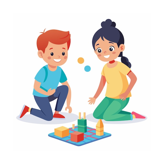 Kids Playing and Entertaining Moments Vector Illustration