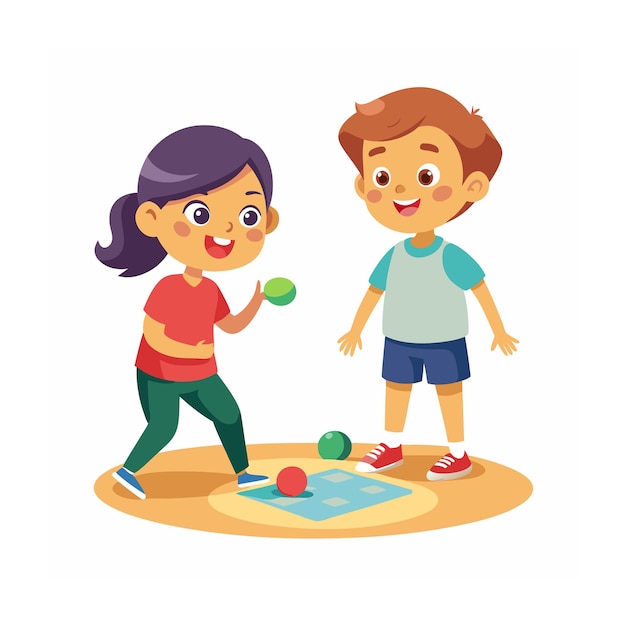 Vector kids playing and entertaining moments vector illustration