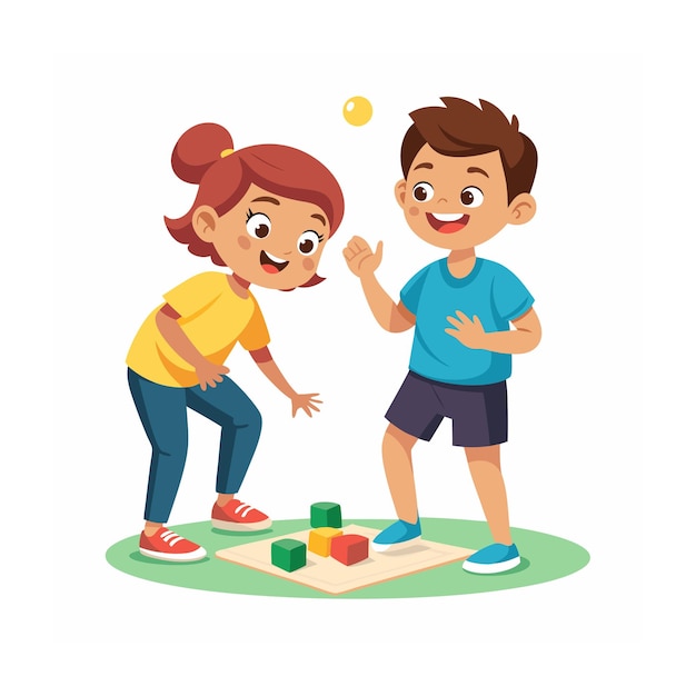 Kids Playing and Entertaining Moments Vector Illustration