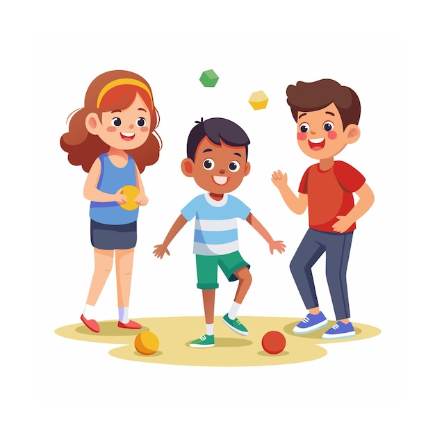 Kids Playing and Entertaining Moments Vector Illustration