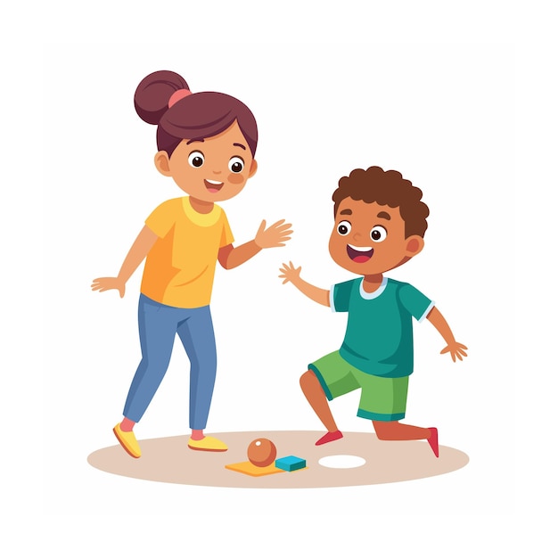 Vector kids playing and entertaining moments vector illustration