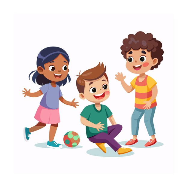 Kids Playing and Entertaining Moments Vector Illustration