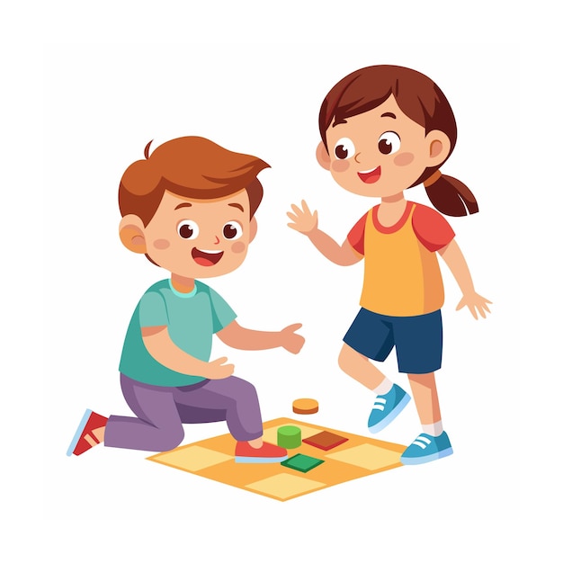 Kids Playing and Entertaining Moments Vector Illustration