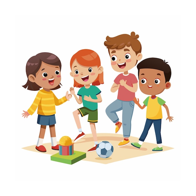 Kids Playing and Entertaining Moments Vector Illustration