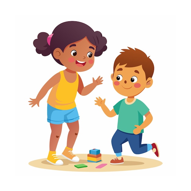 Vector kids playing and entertaining moments vector illustration