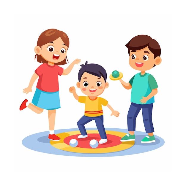 Kids Playing and Entertaining Moments Vector Illustration