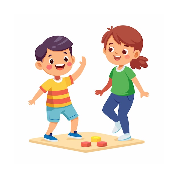 Vector kids playing and entertaining moments vector illustration