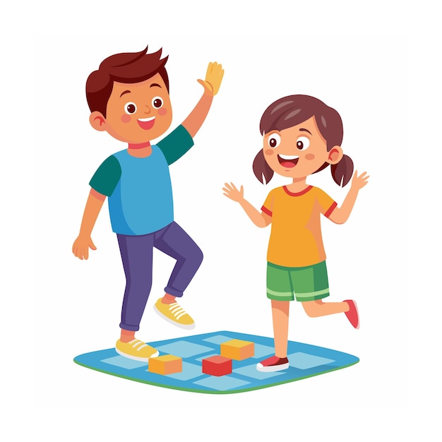 Vector kids playing and entertaining moments vector illustration