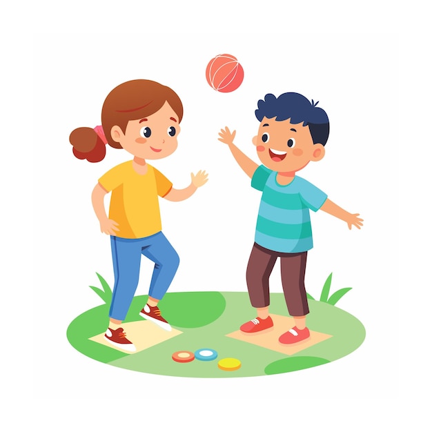 Vector kids playing and entertaining moments vector illustration