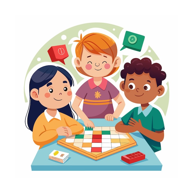 Vector kids playing and entertaining moments vector illustration