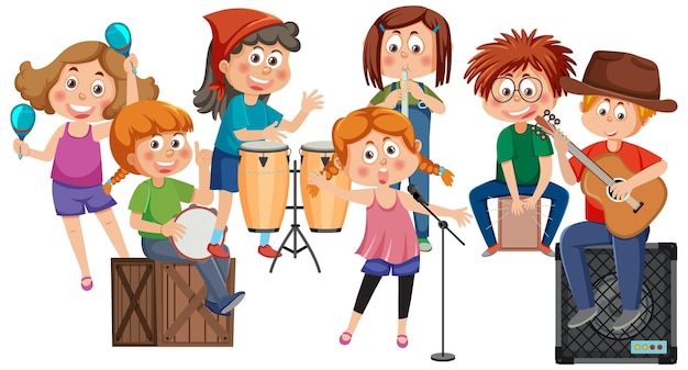 Kids playing musical instruments