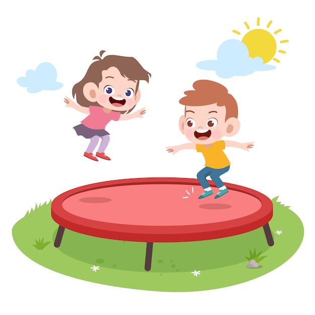 Kids playing together vector illustration