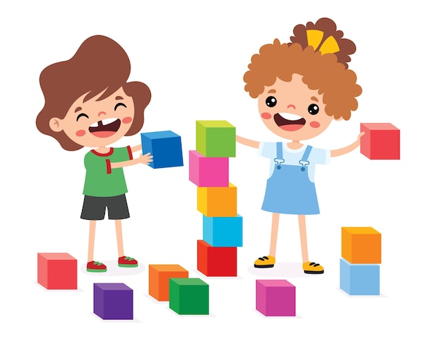 Kids Playing With Building Blocks