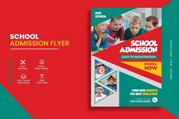 Kids School Admission and education flyer design template