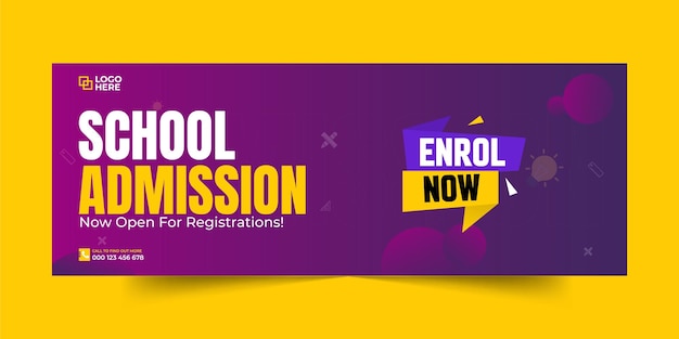 Kids school admission facebook promotion post banner template