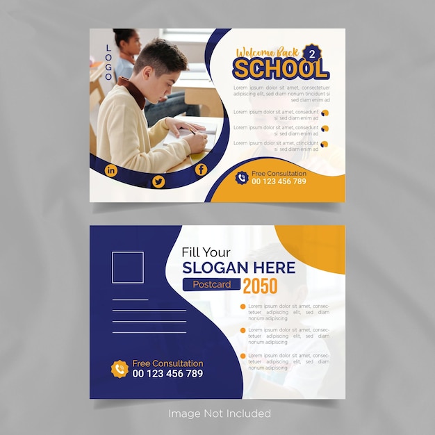 Kids school admission postcard template design