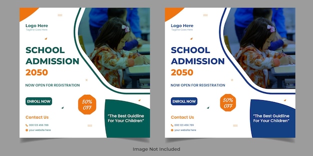 Kids School Admission Professional Square Flyer Instagram Social Media Post Banner Design Template