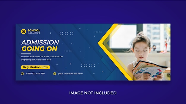 Kids school admission promotion social media facebook cover template  web banner design