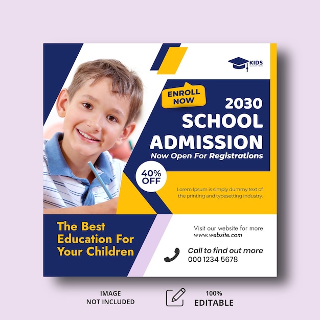 Kids School admission social media post design