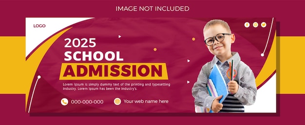 Kids school admission social media post web banner flyer and facebook cover photo design