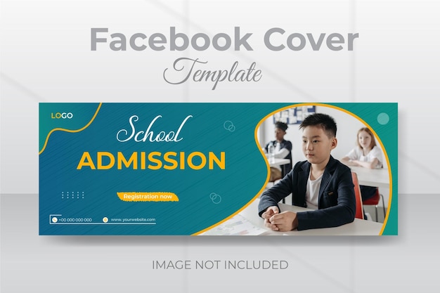 Kids school education admission facebook cover design web banner template