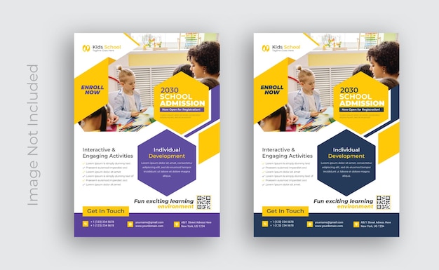 Kids school education admission flyer and poster design template