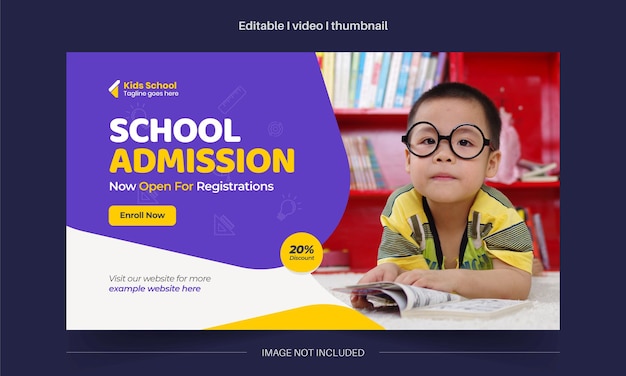 Kids school education admission YouTube thumbnail template