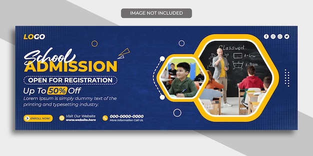 Kids school Facebook cover social media post web banner design vector premium template