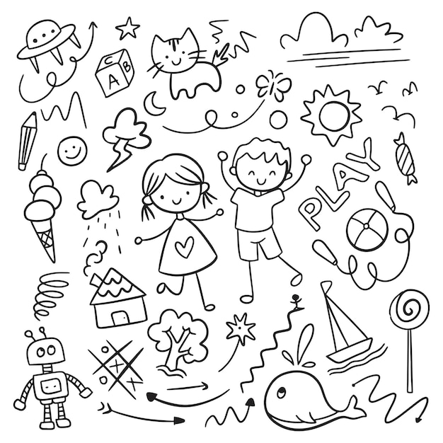 kids scribble doodle isolated on white