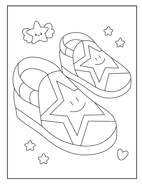 Vector kids shoes coloring pages