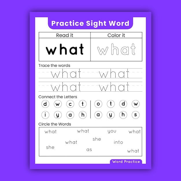 Kids Sight words worksheets