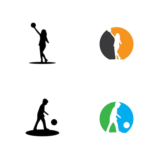 Kids silhouettes concept playing with balls