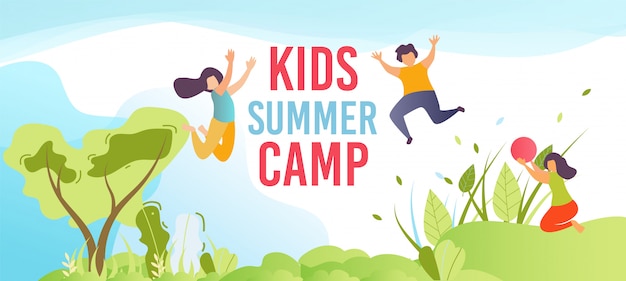 Kids Summer Camp on Holiday Text Banner