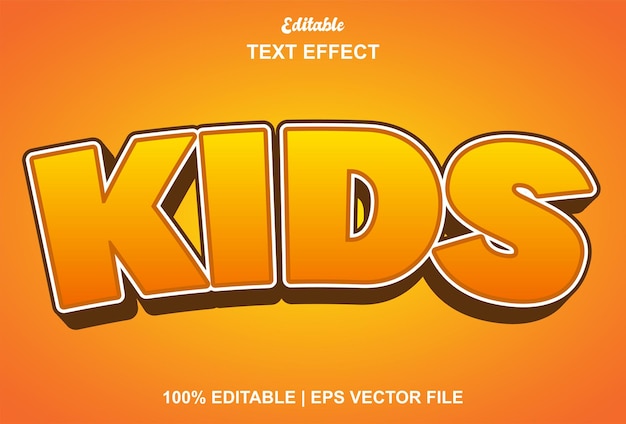 Kids text effect with orange color editable