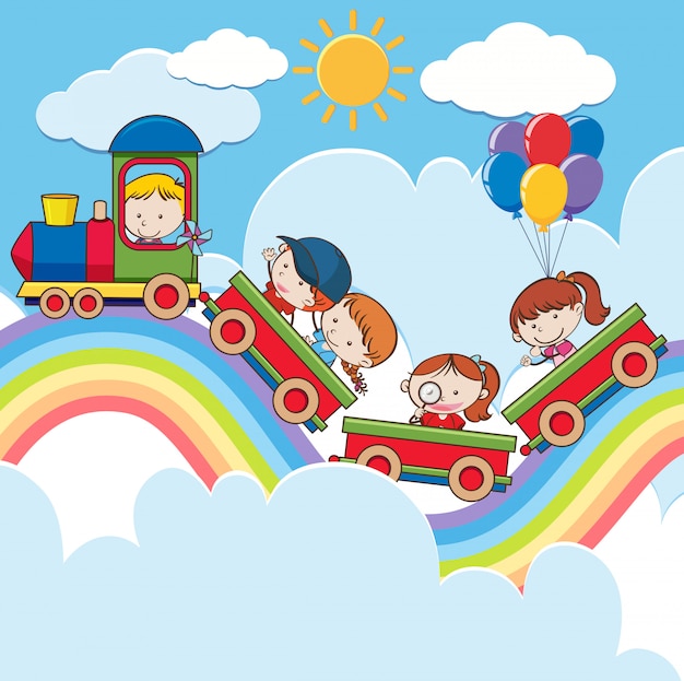 Kids on Train on Rainbow Road