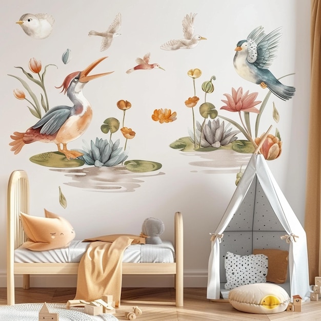 Vector kids wall decal with different most popular baltic