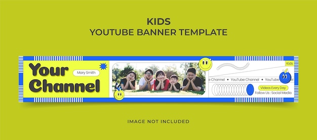 Kids youtube cover banner design template