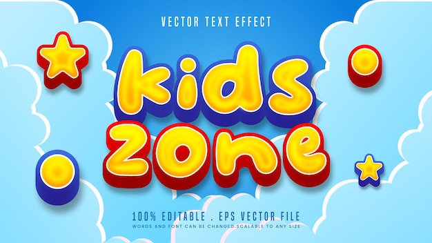 Kids zone 3d editable text effect font style