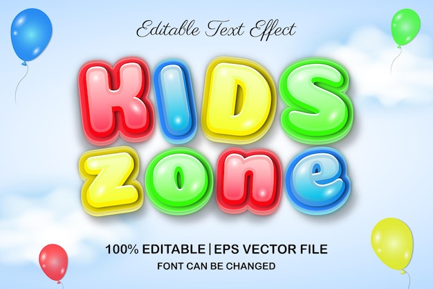 Kids zone 3d editable text effect