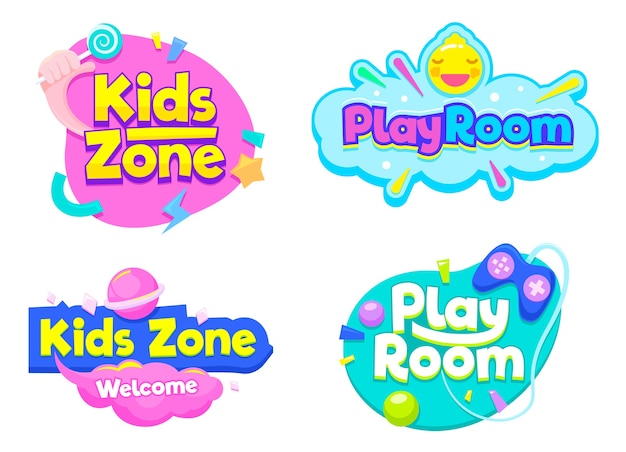 Kids Zone Play Room Text Sign Set