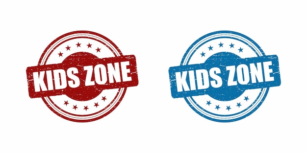 Kids zone set of sign stamp round grunge vintage