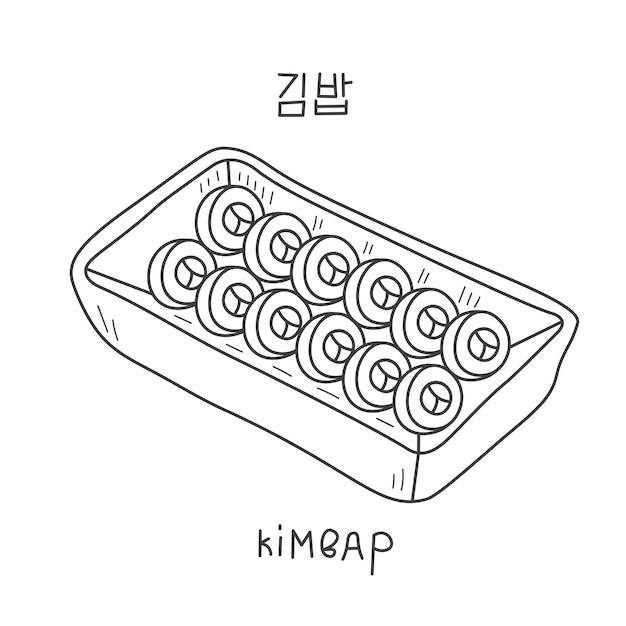 Kimbap traditional Korean food doodle