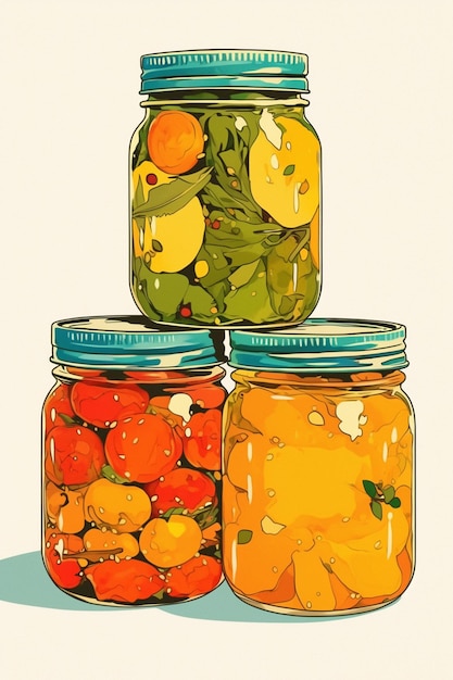 Vector kimchi jars in traditional kitchens