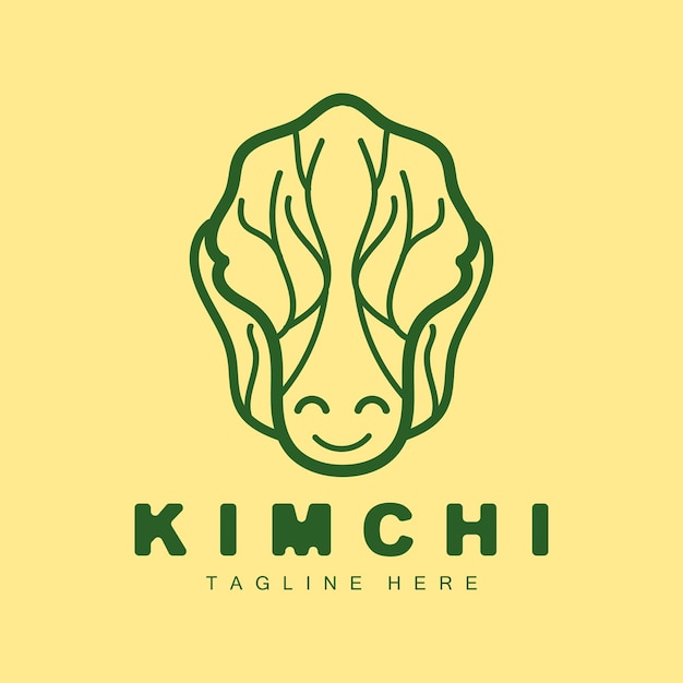 Kimchi Logo Design Korean Traditional Food Vector Cabbage Green Vegetable Logo Illustration Company Brand Icon