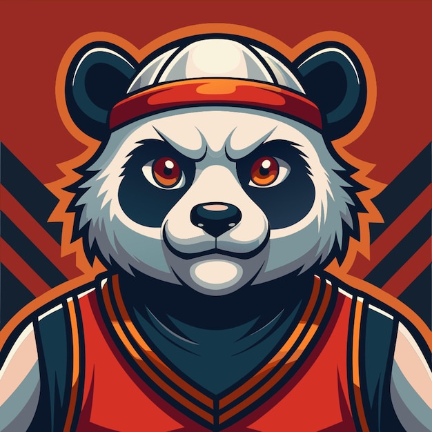 kind basketball maskot panda vector illustration flat 2