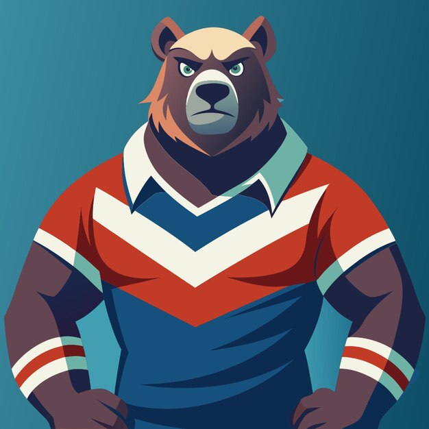 kind rugby maskot bear vector illustration flat 2