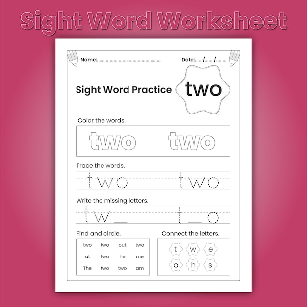 Kindergarten Sight Words Worksheets