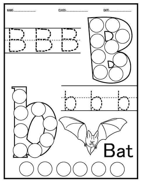 Kindergarten Tracing Letters Worksheets Alphabet trace and color cute animal,with Dot Markers.