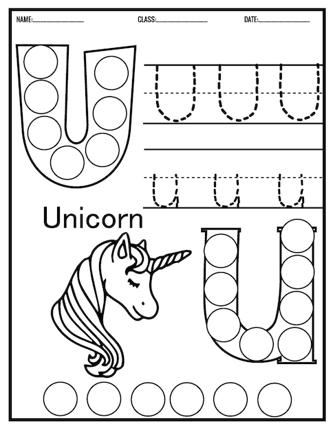 Kindergarten Tracing Letters Worksheets Alphabet trace and color cute animal,with Dot Markers.