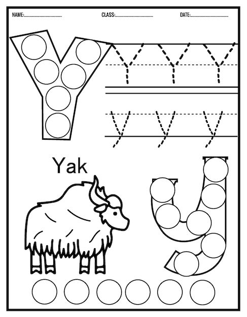 Kindergarten Tracing Letters Worksheets Alphabet trace and color cute animal,with Dot Markers.